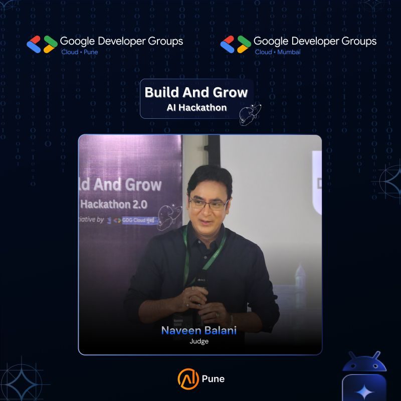 Navveen Balani judging at the Build and Grow AI Hackathon 2.0